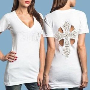 ☀️✝️ Sinful Cross Cutout T-Shirt Top ✝️☀️